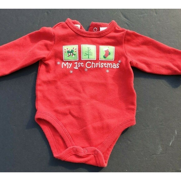 Baby's 1st Christmas Undershirt Top Doll Size 0 - 3 Months - Picture 1 of 4